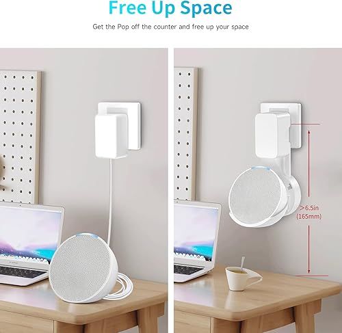 Miniatura 3 de Wall Mount Holder for Echo Pop, Outlet Hanger Stand for Echo Pop, Built-in Cable Management, White