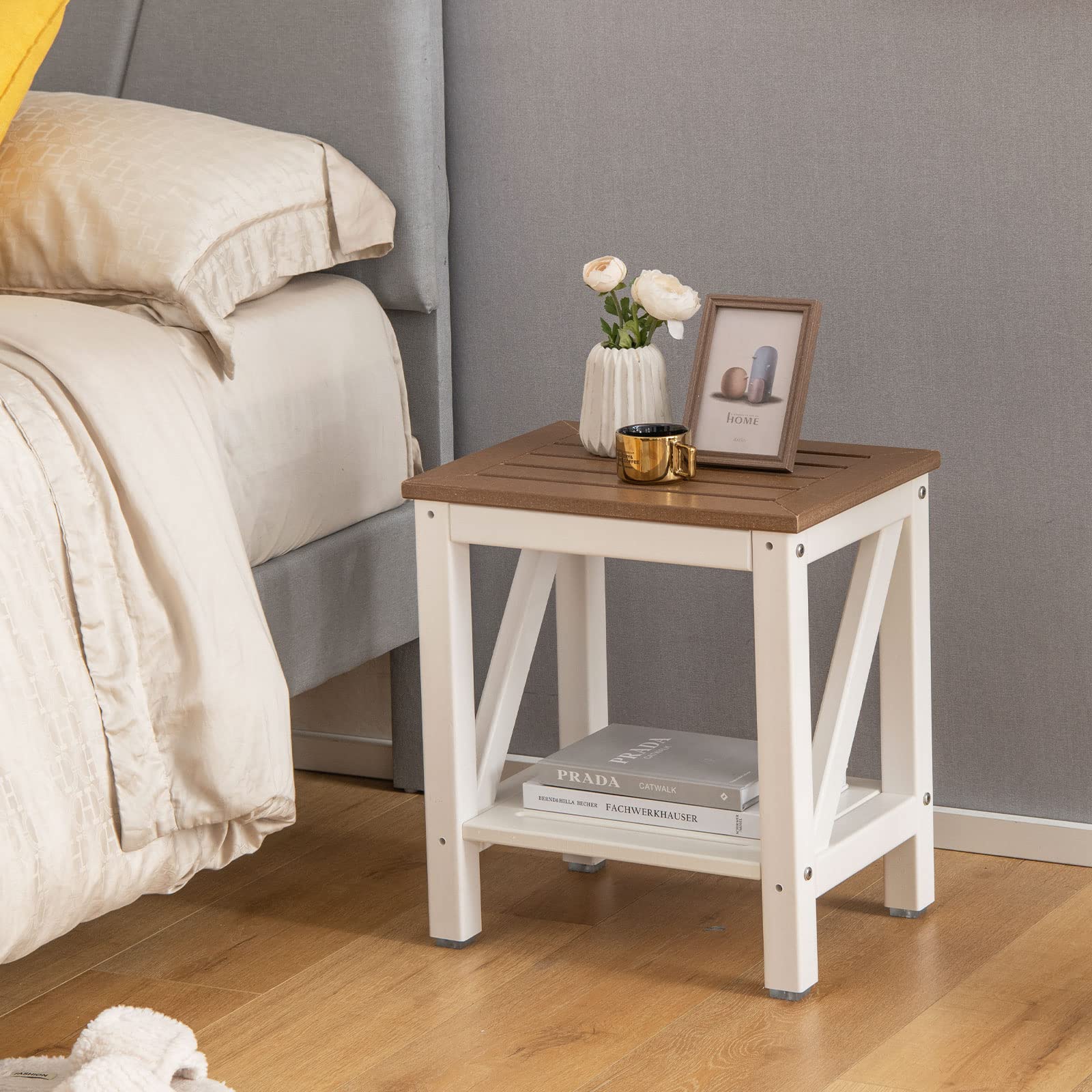 RELAX4LIFE Taburete de baño con estante de almacenamiento, Banquetas Asiento de ducha de HDPE, banco de ducha de hasta 150 kg para adultos y ancianos (42,5 x 32 x 46 cm, marrón)