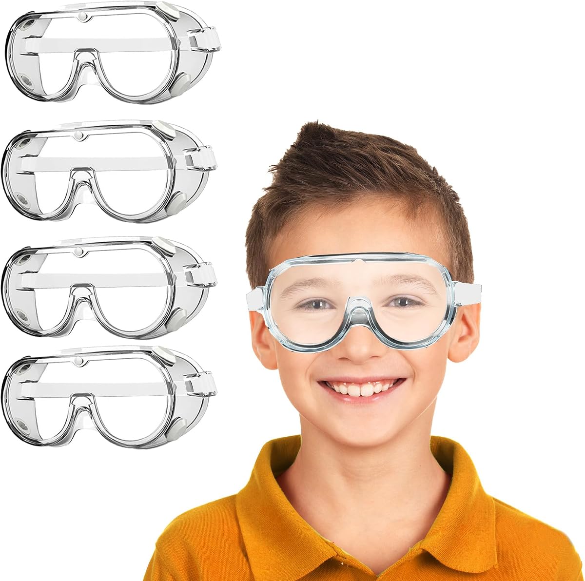 Paquete de 8 gafas científicas para niños a granel: lentes de policarbonato liviano y marco de PVC, protección ocular para niños