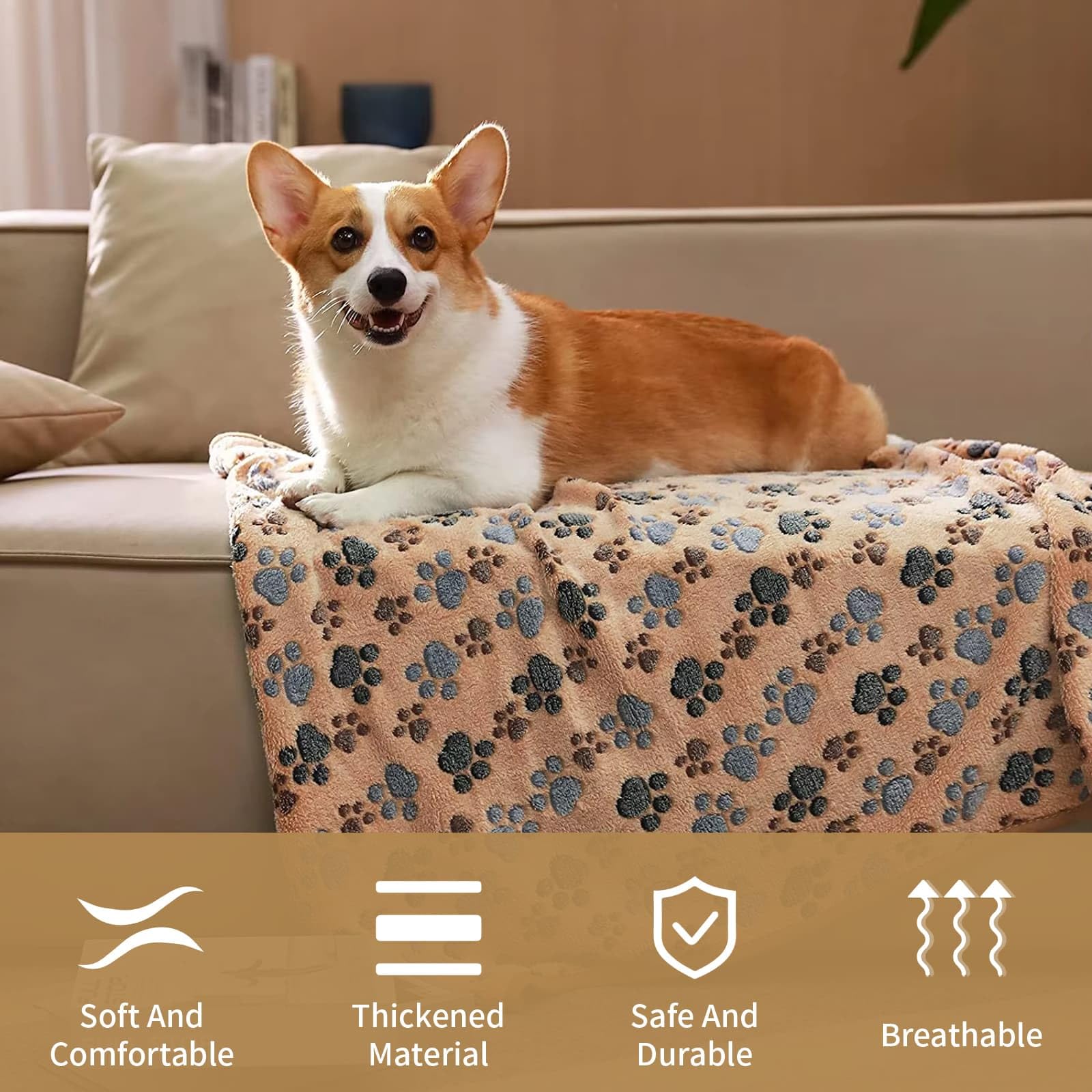 Eidoct 5 Pack Pet Soft Dog Blanket, Super Soft Warm Pet Cover Blanket, Warm Flannel Blanket for Small Medium Dogs and Cats, 76 x 53 cm - Image 3