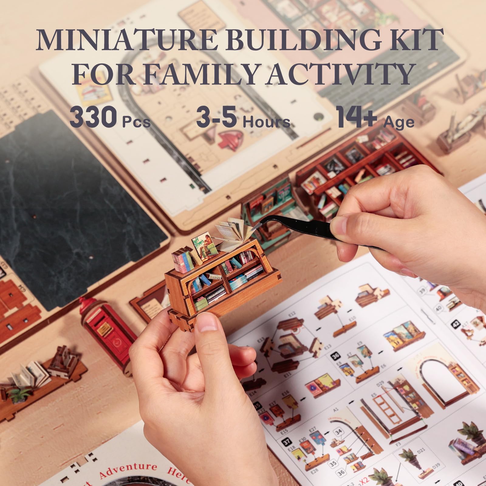 Fsolis Book Nook Kit & Puppenhaus - Kreatives Miniatur, Modell für Regale, eine ausgezeichnete Wahl für Literatur- und Geschichtsbegeisterte, Geschenkidee für Erwachsene/Jugendliche(Jack's Bookery)