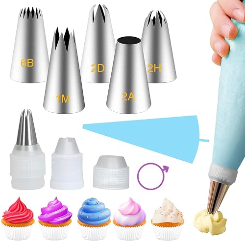 Large Piping Tips Set,Reusable Stainless Steel Icing Nozzles Kit |