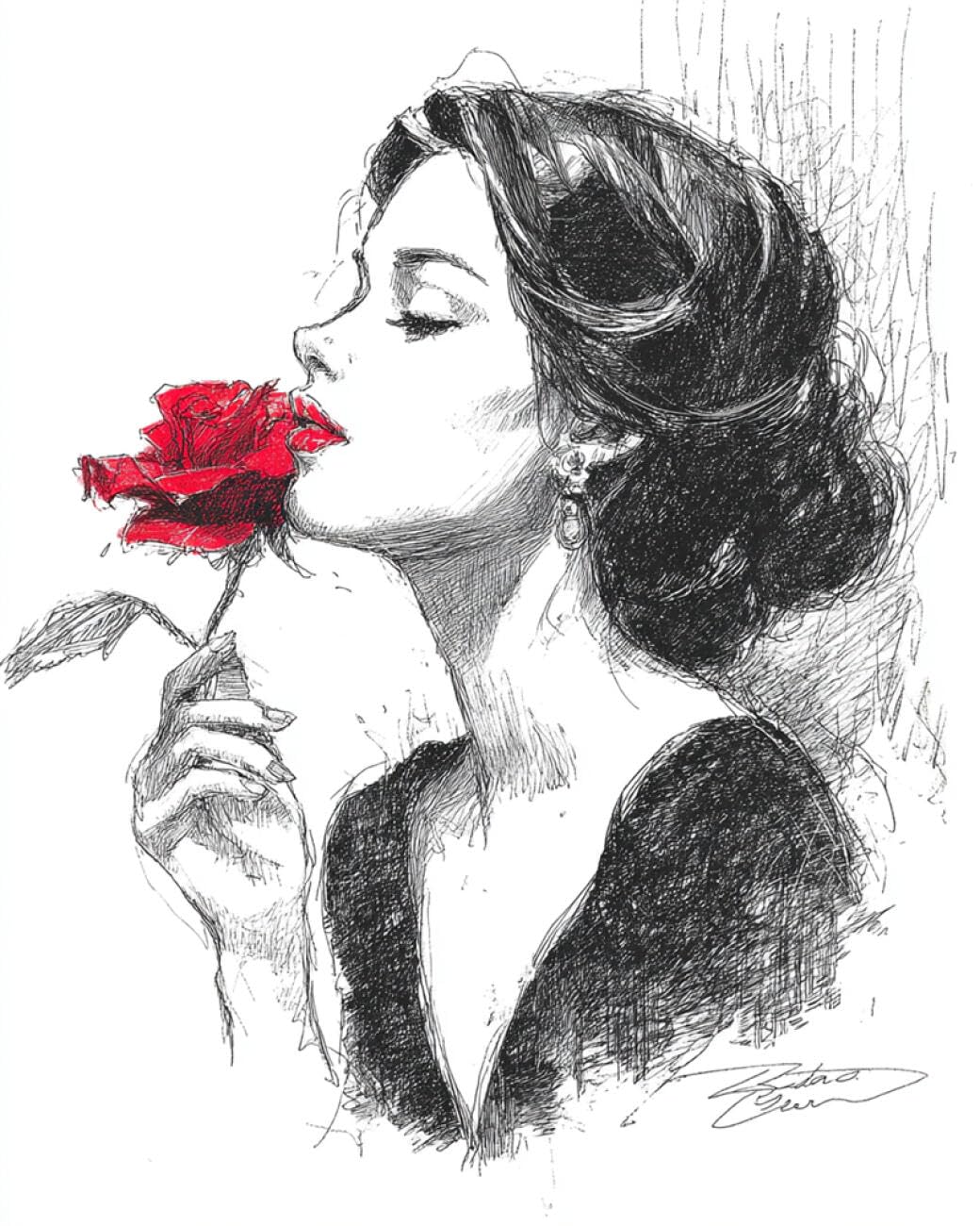 RKFLGEW 14CT Embroidery Kit Woman and Rose Needlepoint Counted Kits Embroidery Set Arts and Crafts for Home Decor 40x50cm