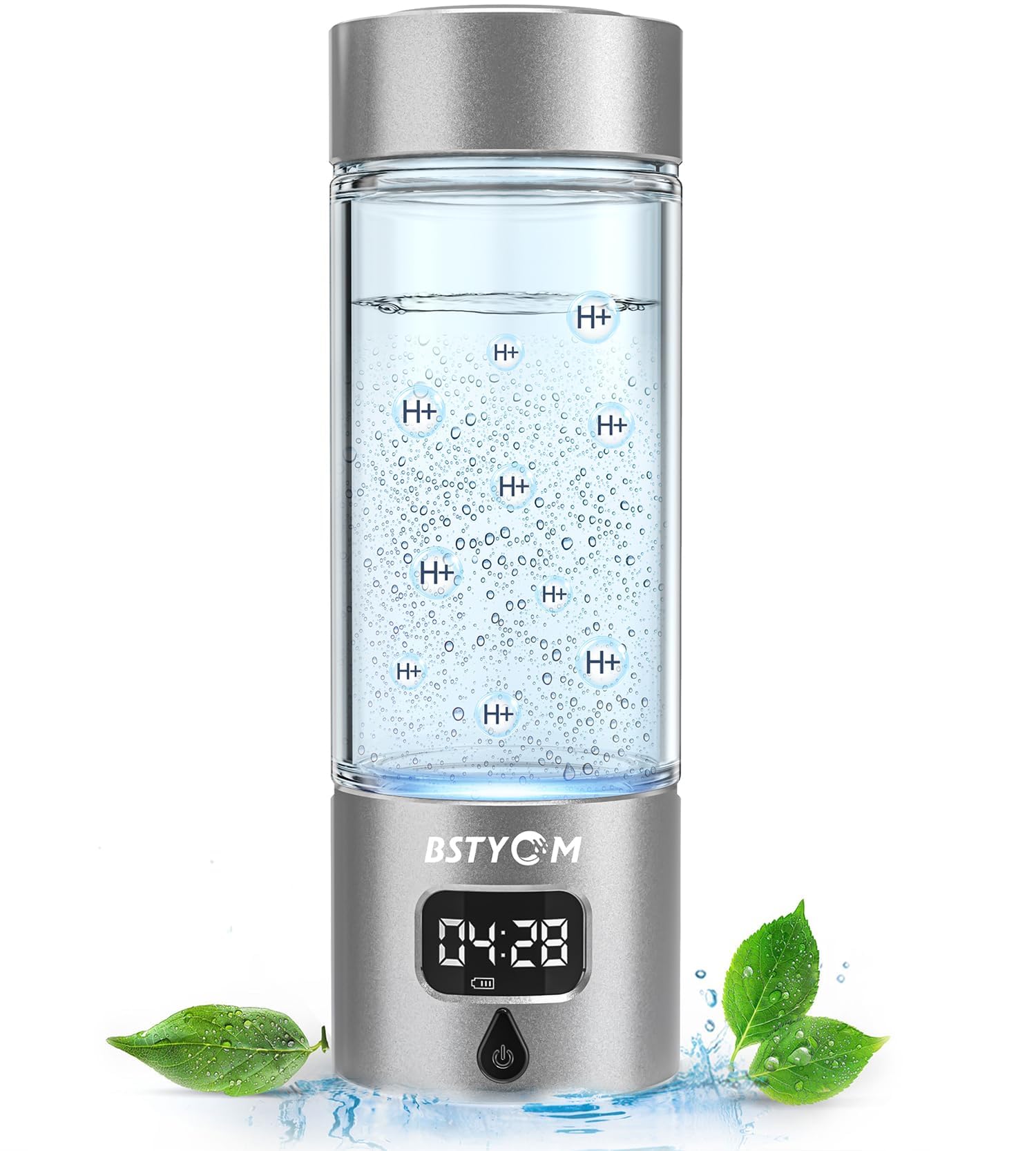 BSTYCM Hydrogen Water Bottle Generator,5000PPB Portable Hydrogen Water Machine with SPE PEM Tech and LED Timer Display,Water Ionizer Machine for