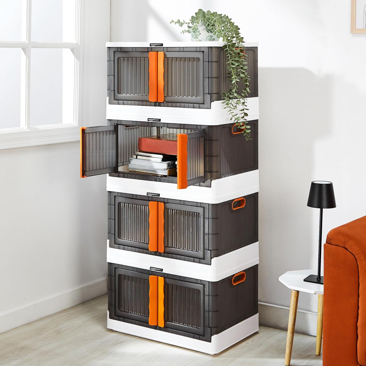 Amazon Basics 4 Units Portable Multipurpose Large Cupboard for Home | Kids Organizer Box for Toys, Almirah for Books & Crockery Unit