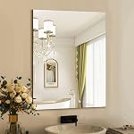 Mirrorons Miroir mural, 20" x 28" Miroir Vanity, Miroir de salle de bains rectangle, Miroirs pour la chambre à coucher de salle d'eau murale, Miroir sans cadre avec bord poli, Pendules horizontales & Vertical