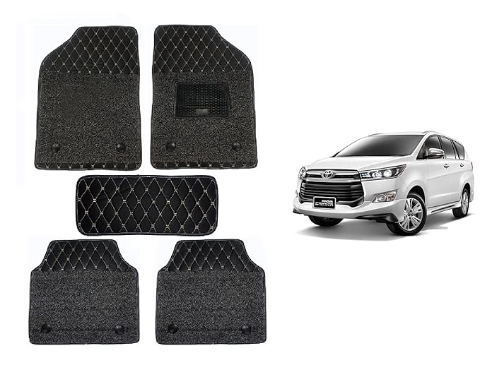 RKPSP Leather 7D Car Floor Mats for for Innova Crysta 2.4 Vx 8 Str