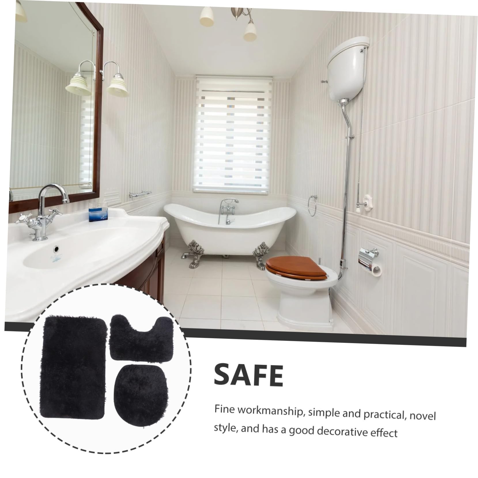 Ciieeo 1 Set Plush Toilet Lid Cover Non Slip Floor Mat for Bathroom Decor Easy to Clean and Space Saving Adorable Simple Toilet Cushion