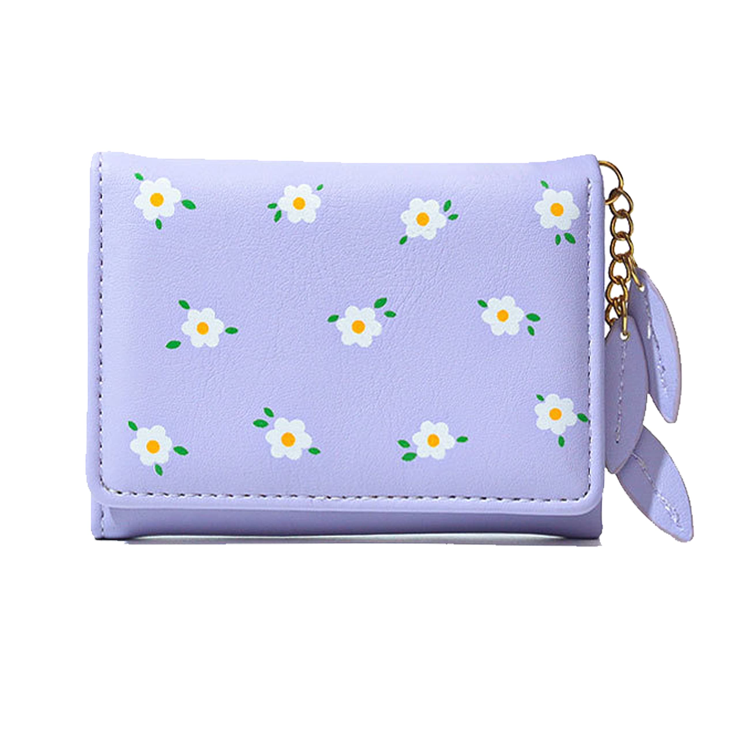 AOVINBID Women Girls Wallet Fashion Cute Small Tri-folded Short Wallet Cash Pocket Card Holder ID Window Purse for Women (PURPLE)