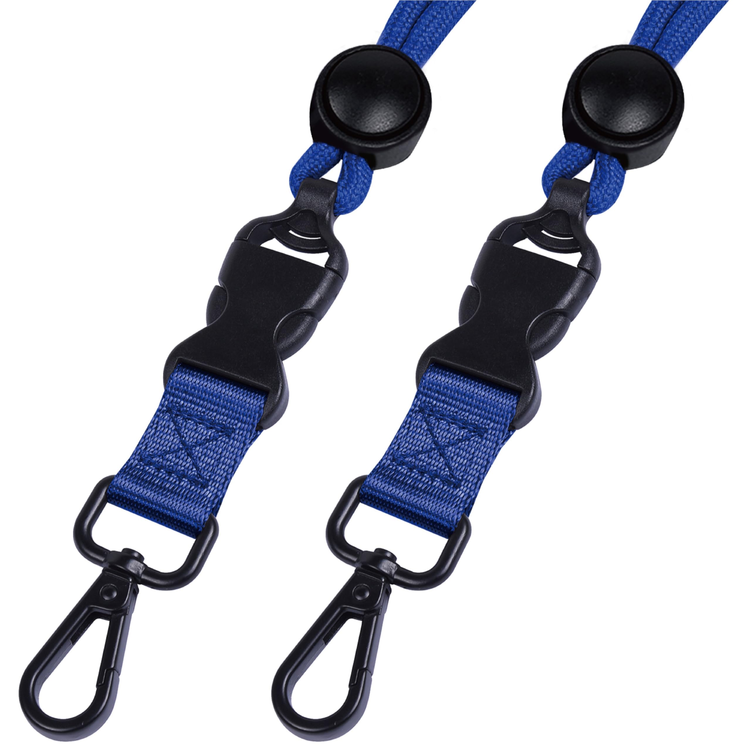 Masper 2 Pack Blue Safety Breakaway Lanyard with Round Adjustment Slider, Detachable Buckle and Metal Snap Swivel Hook, Great for Keys ID Holders Whistles - Image 3