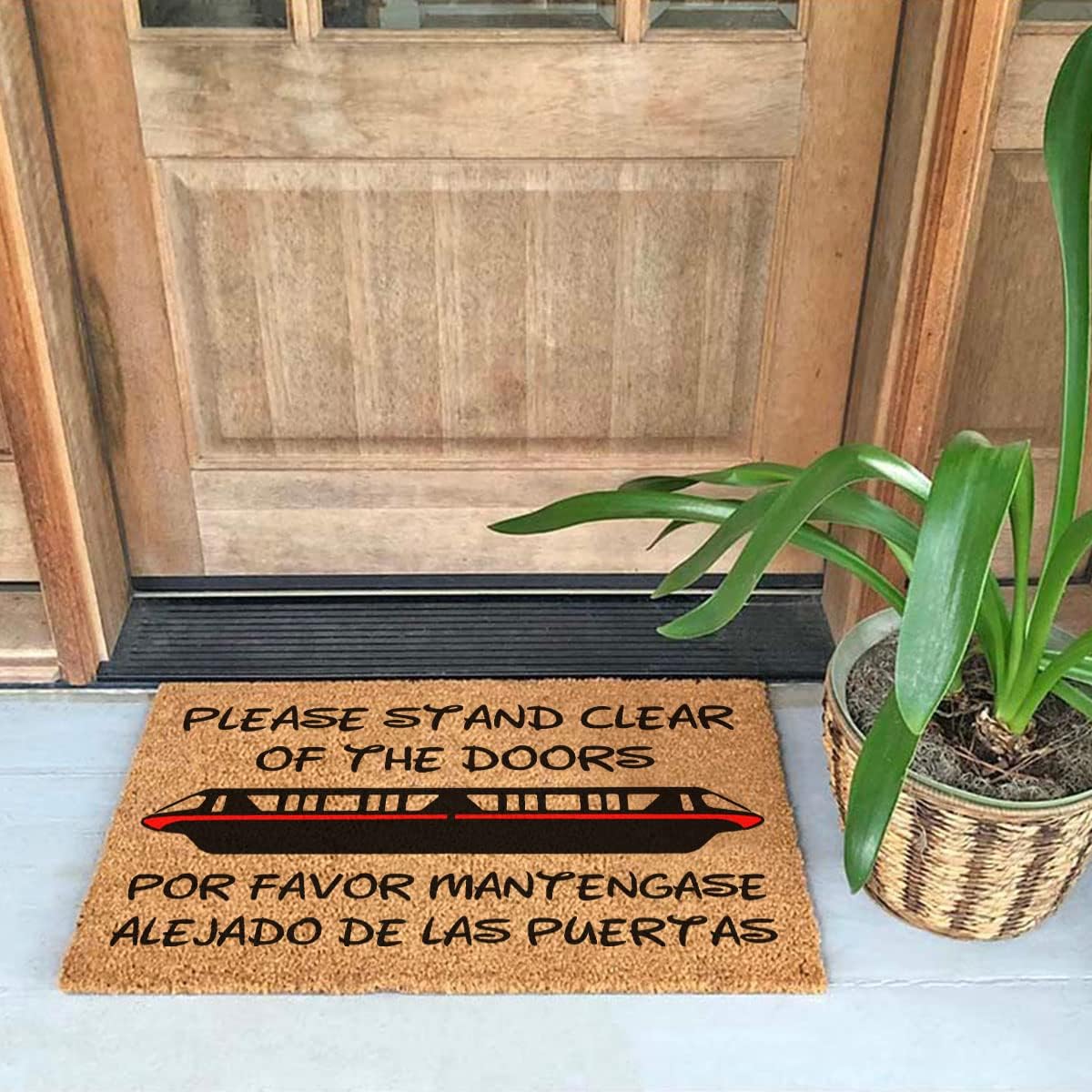 Funny Coir Doormat - Please Stand Clear of The Doors Welcome Front Porch Patio Decor - Non Slip Outdoor Coconut Coir Doormat - 23.6 x 15.7 inch