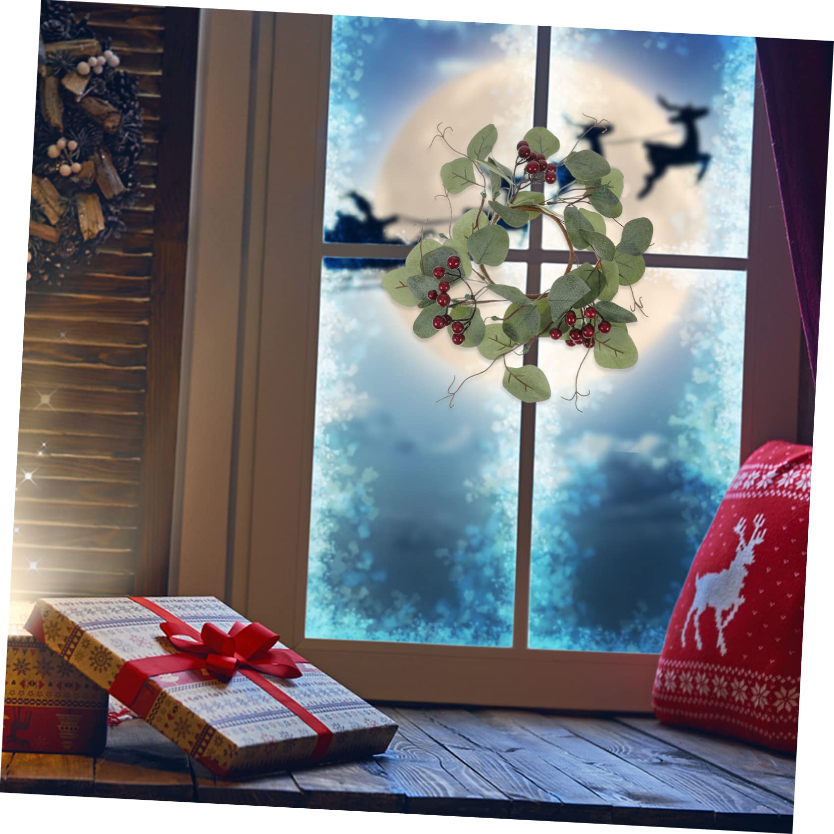 TOPBATHY 4 Stück Weihnachtskerzengirlande Für Zu Hause Weihnachtsgirlande Künstlicher Eukalyptus Weihnachtliche Tischdekoration Künstliches Pflanzendekor Weihnachtskranz Stoff
