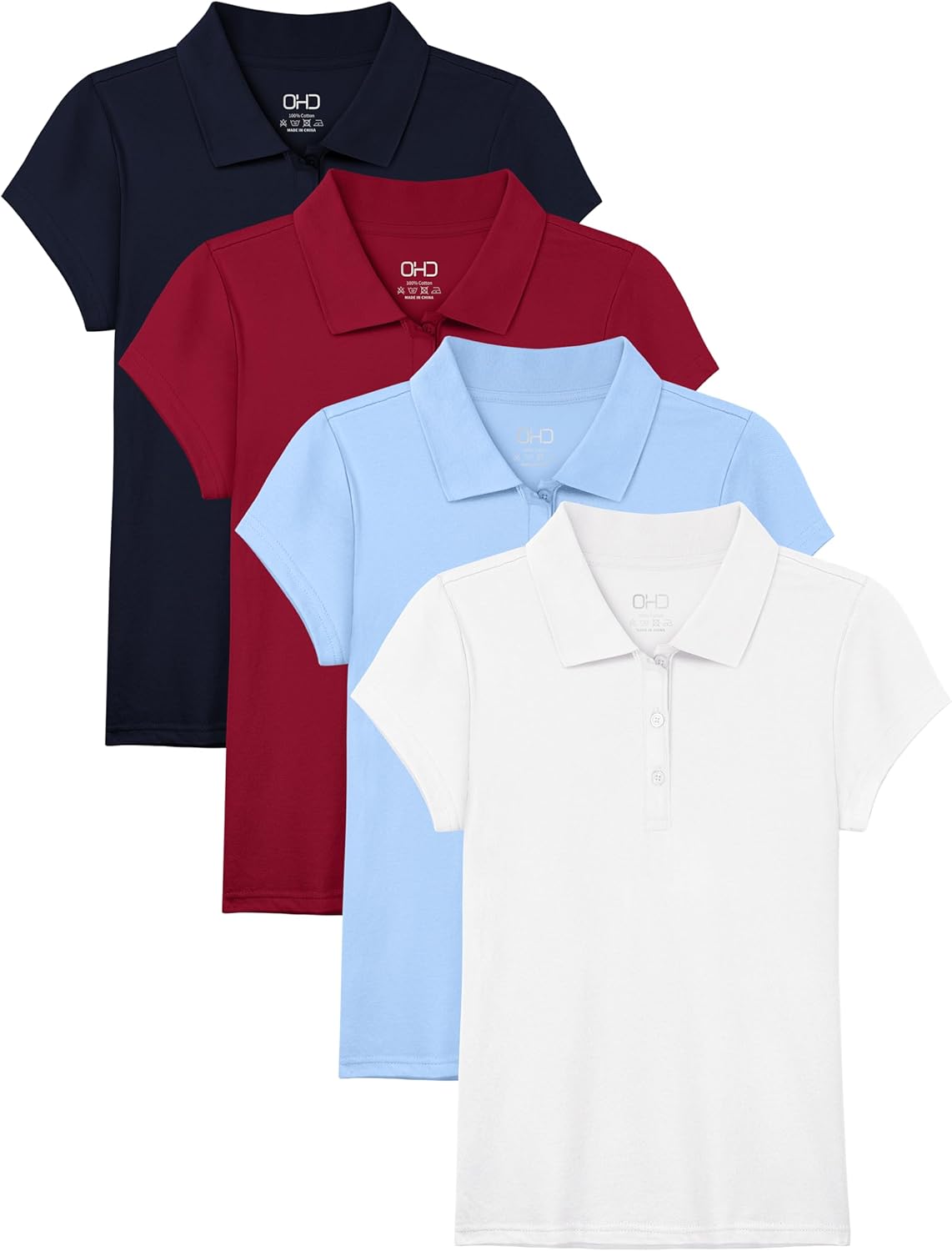 OHD School Uniform Shirts for Girls Kids Uniform Polo Shirts Aged 3T-14 Years