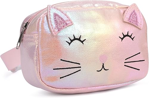 PinkSheep Riñonera para niños y niñas, cangurera de unicornio y gato, bolsa para cinturón para niñas y niñas, cinturón ajustable para niños,