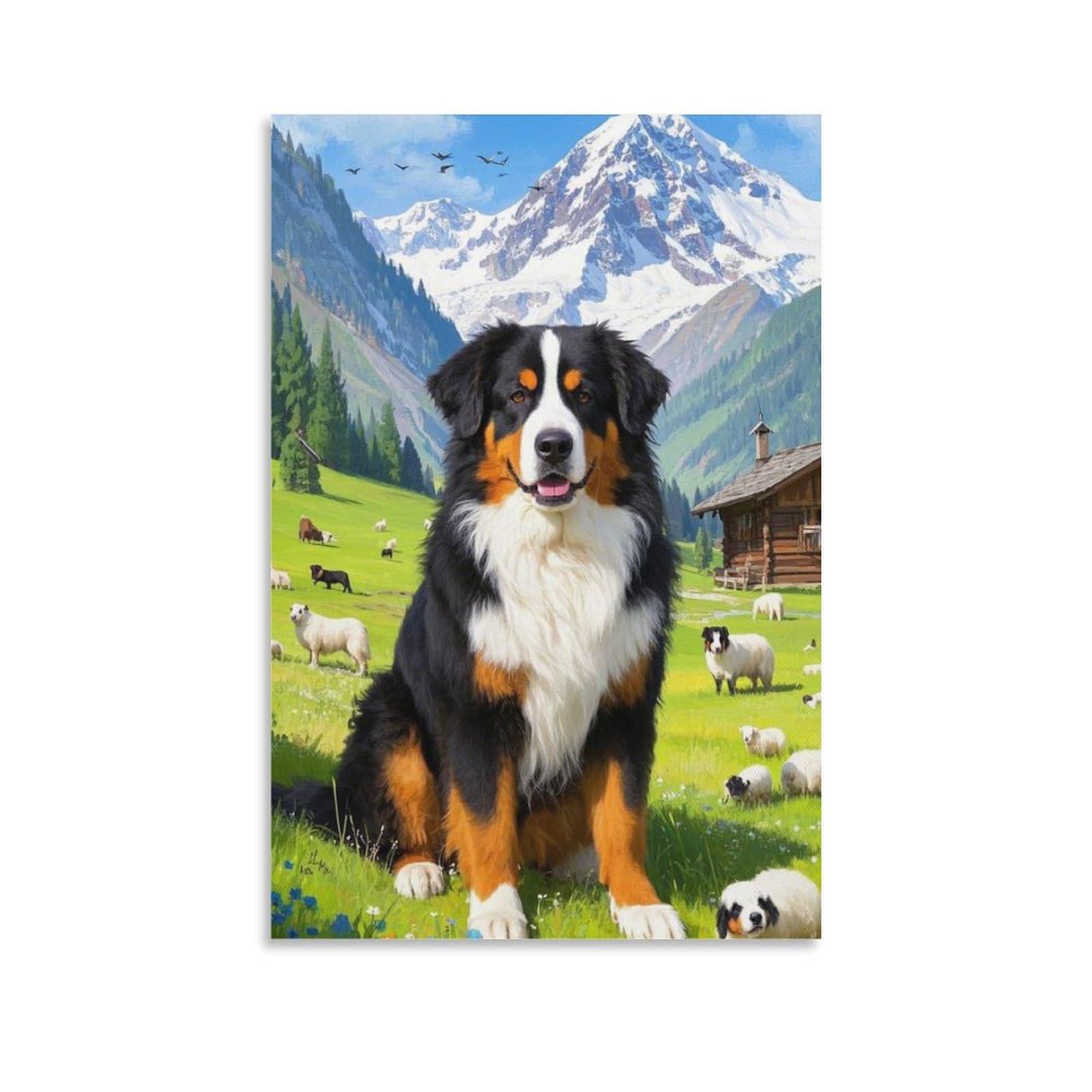 Poster de lienzo de perro bernes decoracion afectiva para sala de estar 6