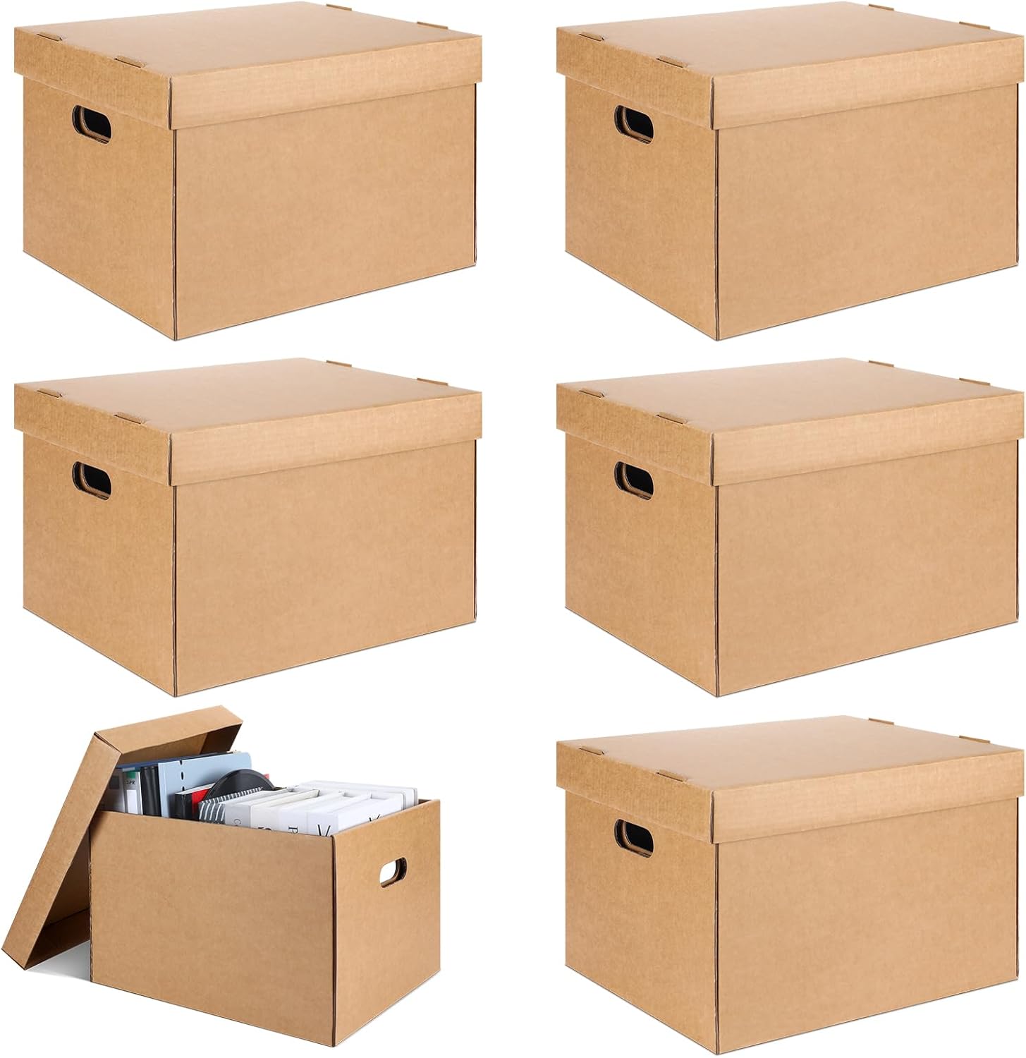 5 Pcs Acid Free Archival Record Storage Cartons Bulk 15 x 12 x 10 Inch Acid Free Box Buffered Corrugated Board Photo Storage Box for Storing Documents Magazines Photos Cards Prints (Kraft)