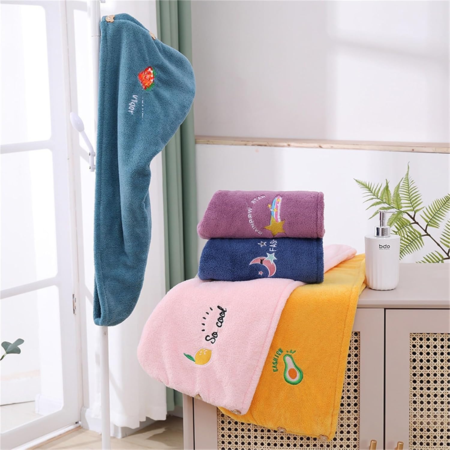Hair Towel Double Layer Hair Wrap Thickened Hair Towel Absorbent Hair Towel Wrap for Women Quick Drying Hair Drying Towel Hair Wrap Towels(Yellow,Single Layer)