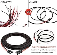 Vista 4 de Cable de extensión solar de doble cable de 20 pies – Conector de panel solar de 10 AWG (6 mm²), con 4 pares, conectores solares IP67 macho/hembra