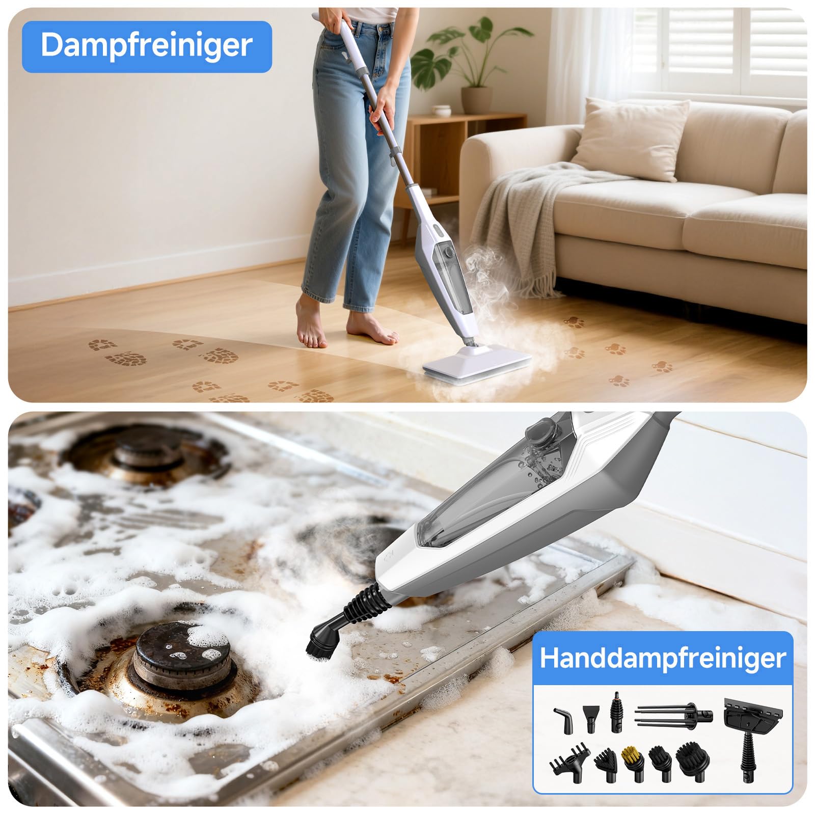 SENMO Dampfreiniger mit abnehmbarem dampfreiniger handgerät Grau