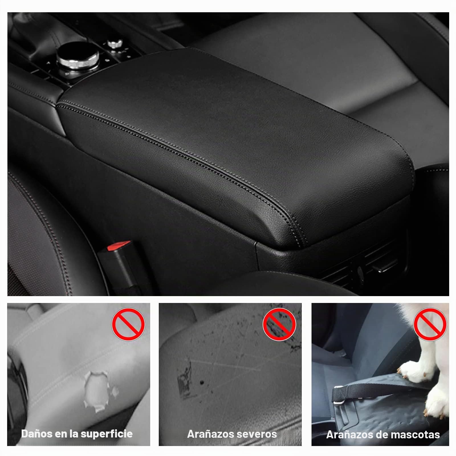 YEE PIN Compatible con Mazda 3 2019-2022 Reposabrazos Caja Cuero Cubierta Apoyabrazos de Consola Central Funda de Protección de Superficie Interior Accesorios