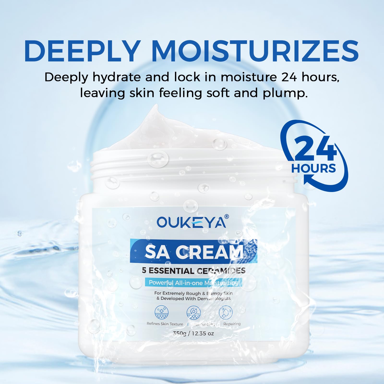 OUKEYA SA Smoothing Cream with 5 Ceramides, Salicylic Acid & Hyaluronic Acid for Rough & Bumpy Skin - Image 4
