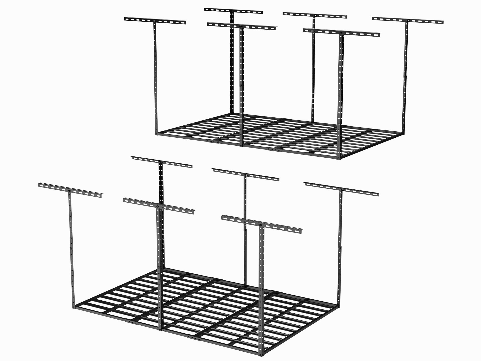 SunsGrove 4x6 Garage Storage Overhead Rack Organization, Adjustable Ceiling Mounted Storage Racks, 800LBS Weight Capacity, 22"-40" Ceiling Dropdown, 2 Pcs, Hammertone Black