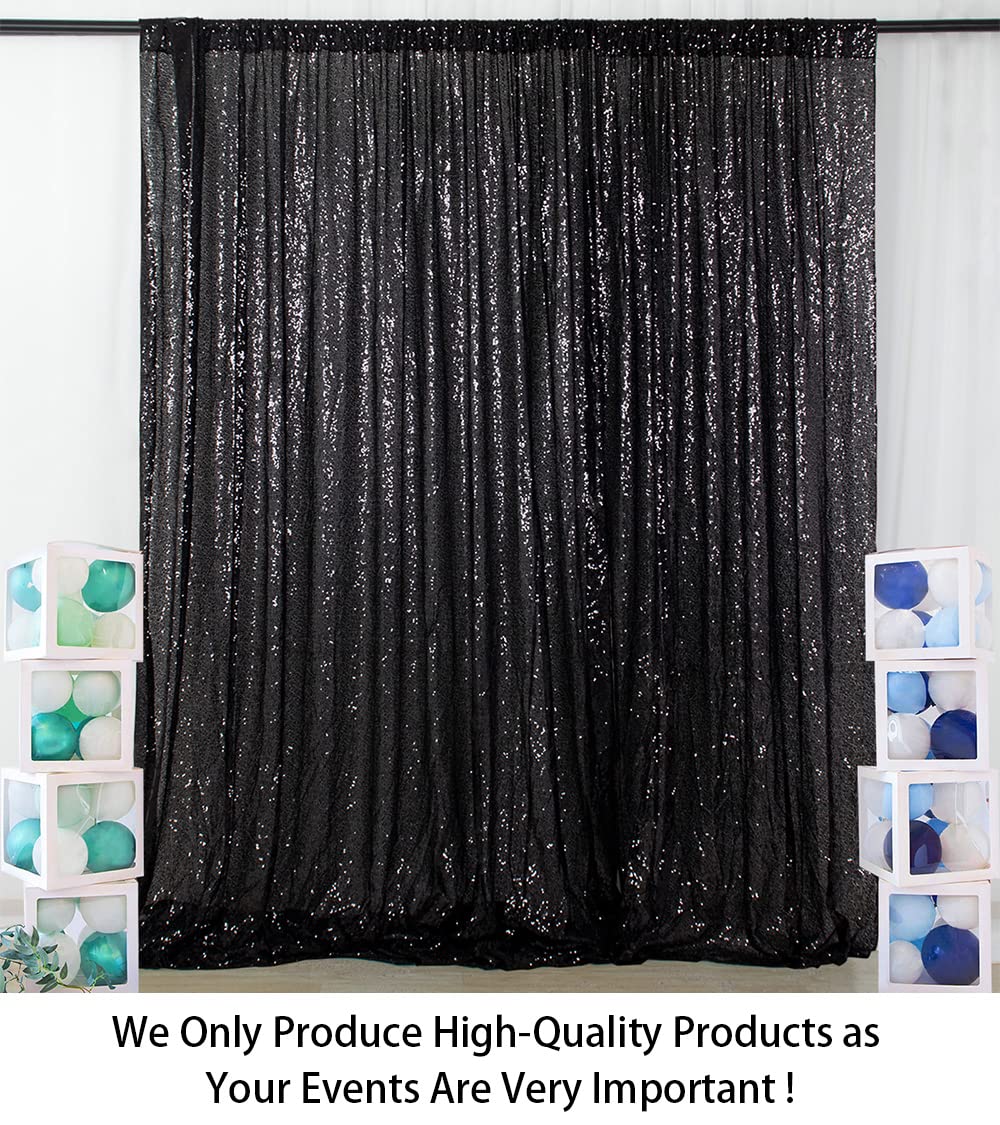 ShinyBeauty Black Sequin Backdrop Curtains 2 Panels Seuqin Bakdrop 4x8FT Shimmer Backdrop for Photograph Wedding Backdrop Drapes Black Glitter Backdrop Curtain