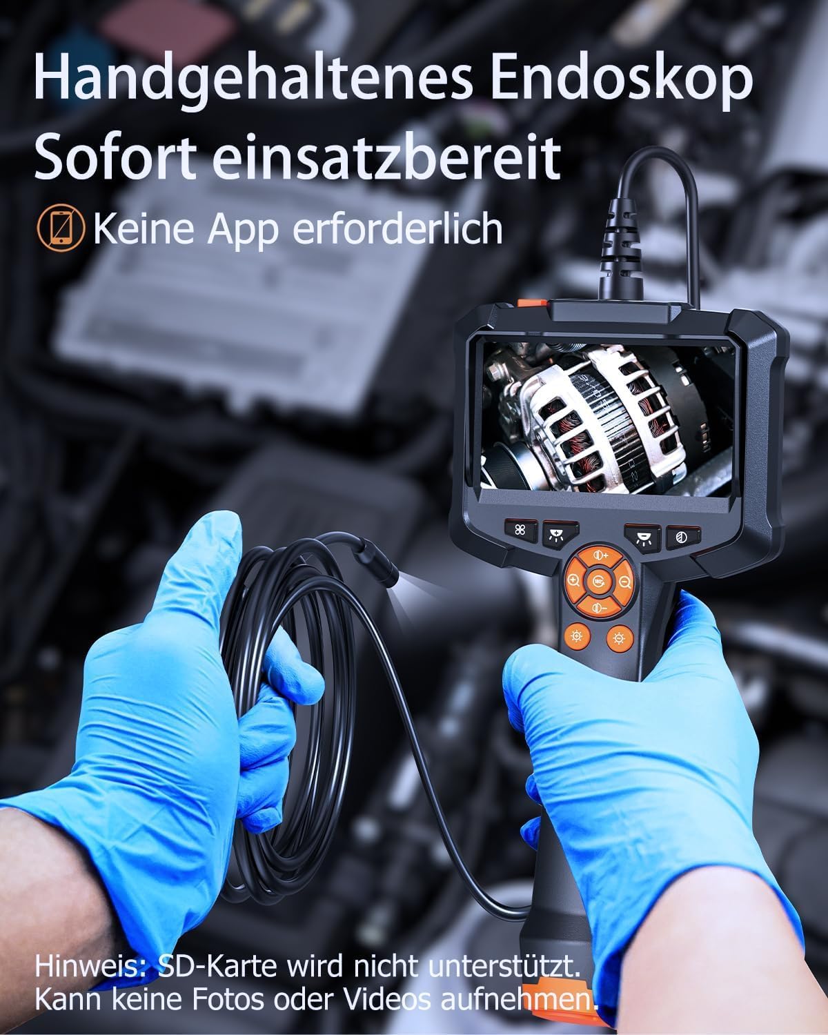 Endoskopkamera mit Licht, AOPICK 4.3" IPS Bildschirm Endoskop mit 10M Halbstarres Kabel, 8mm IP67 wasserdichte Industrielles Inspektionskamera, 1080P HD Rohrkamera mit 8 einstellbaren LEDs