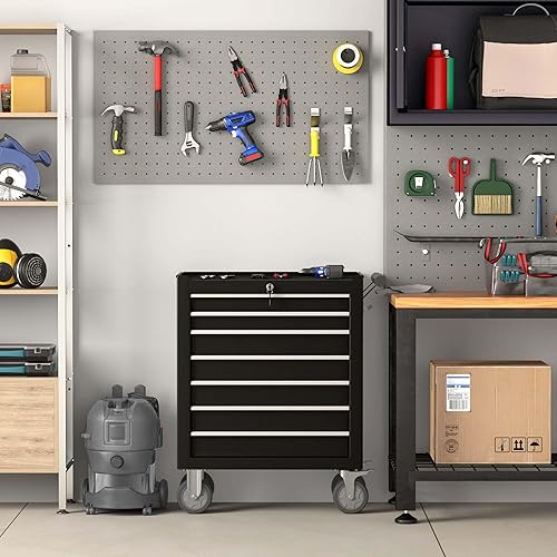 Miniatura 2 de Caja de herramientas con ruedas de 7 cajones con ruedas, baúl de alta capacidad con cajones, caja de herramientas portátil con ruedas, organizador