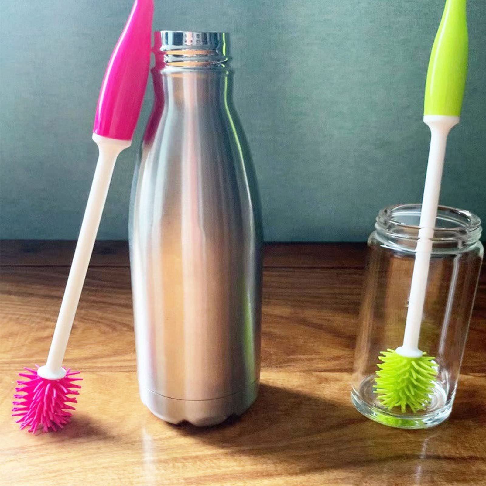 Cepillos de silicona para botellas, cepillo de bebida de mango largo para limpieza de vasos y vasos, herramienta de limpieza de cocina