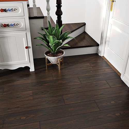 Miniatura 10 de Azulejos de suelo de baño de 6 x 36 pulgadas, azulejos autoadhesivos de vinilo de madera, impermeables, para cocina, sala de estar, dormitorio,