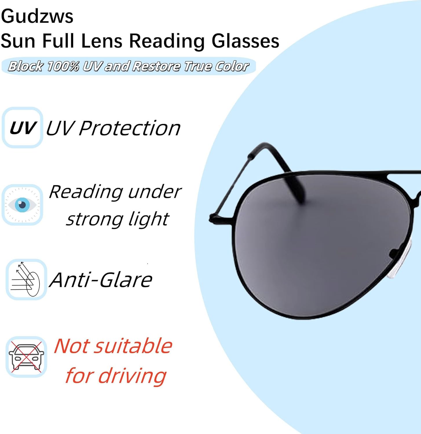 Sun Full Lens Reading Glasses Readers Sunglasses Classic Outdoor Aviator Sports Steel Stainless Black Frame Temple Unisex - Image 5