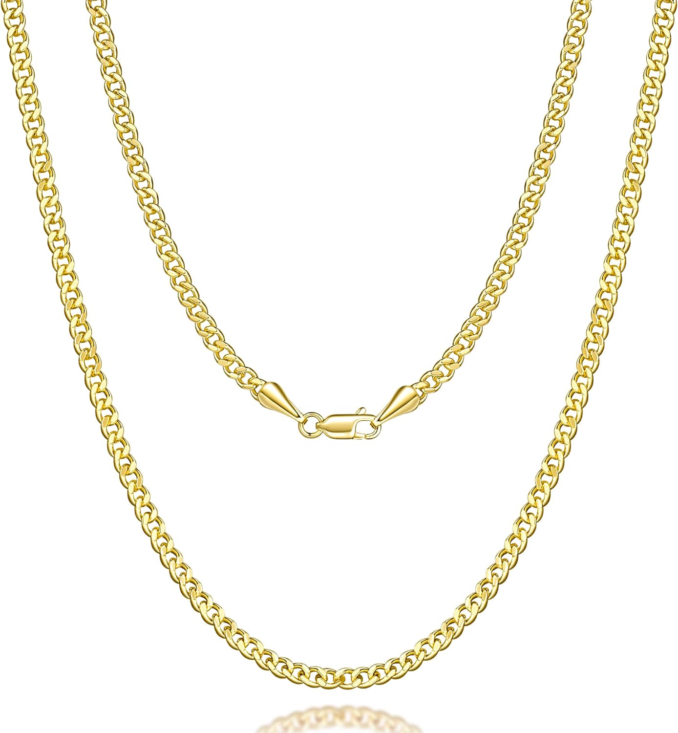 3mm 14K Gold Chain for Women Gold Necklace for Women Cuban Link Chain for Men Golden Jewelry for Men 14K Timeless Heritage, Modern Edge Waterproof Golden Necklace 16,18,20,22,24IN