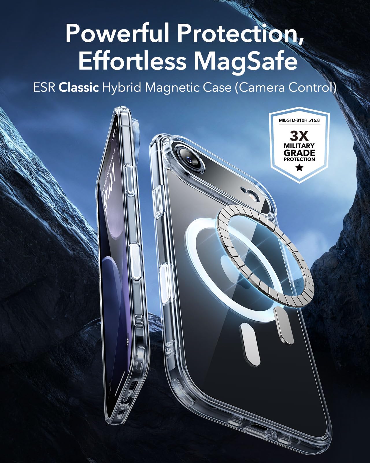 ESR Cover per iPhone Air, Custodia per iPhone 17 Air controllo della fotocamera, Compatibile con MagSafe, Protezione antiurto di livello militare, Angoli Air Guard ammortizzanti, Trasparente