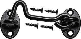 Klurent 4" Barn Door Latch Door Lock Hardware, Sliding Door Lock Eye with Screws, Rust-Resistant Metal Gate Latch, Privacy Hooks Latch for Inside Door, Wooden Fence, Garage Door (Black)