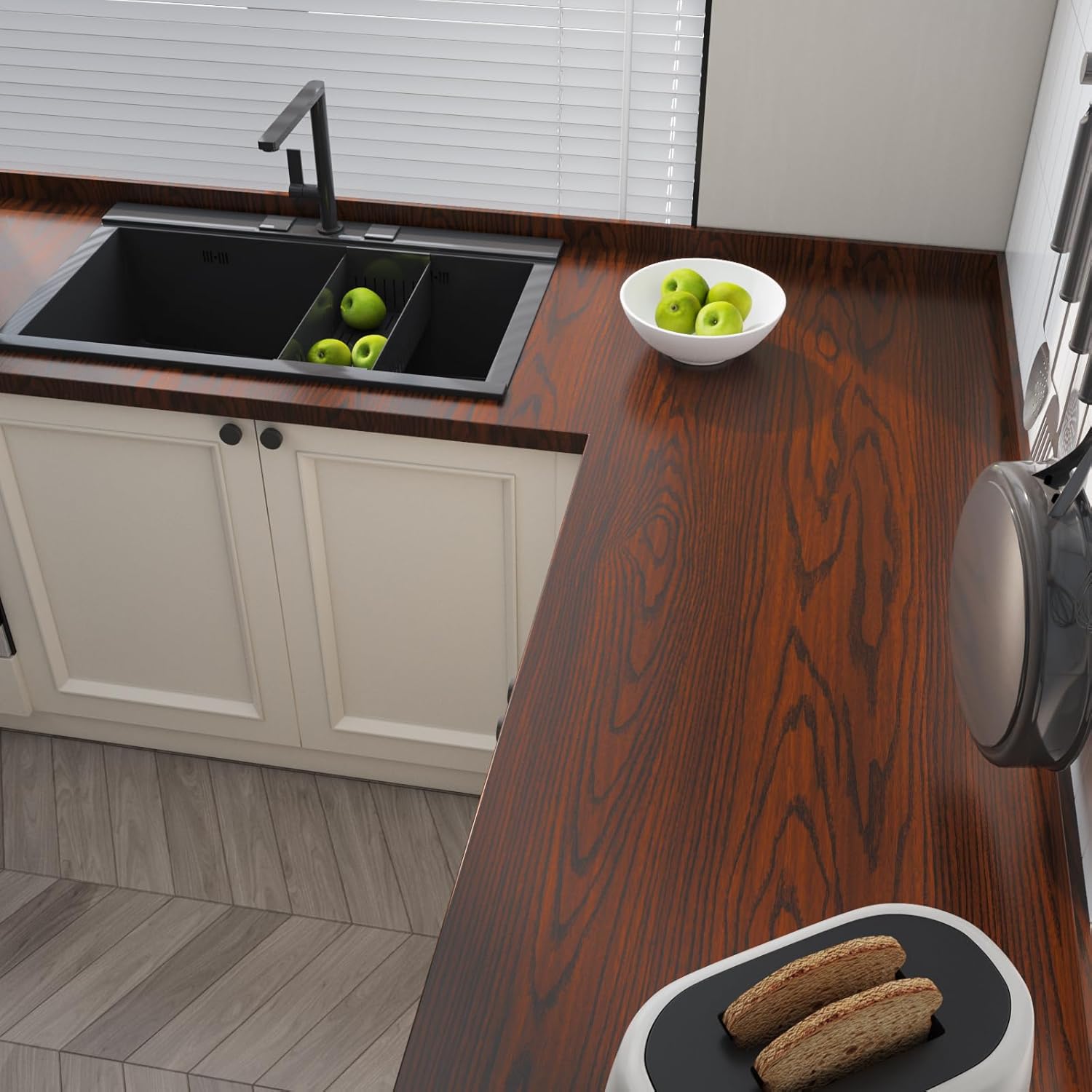 VEELIKE Mahogany Brown Wood Wallpaper Peel and Stick Wood Grain Contact Paper Self Adhesive Waterproof Removable Wood Contact Paper for Cabinets Countertop Table Kitchen Shelves Furniture 118‘’x15.7''