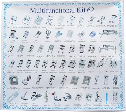 Miniatura 2 de ckpsms Marca -#KP-19020 - Juego de 62 pies prensatelas para máquina de coser doméstica, compatible con/reemplazo para máquinas de coser de caña baja