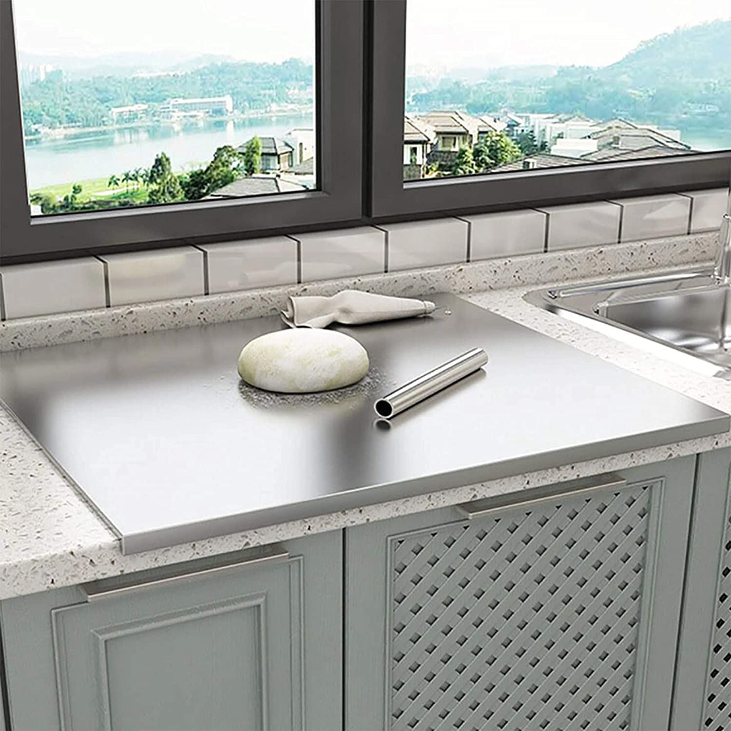 Tagliere Acciaio Inox Doppia Faccia 29x20cm - Multiuso Per Cucina - Foto 7