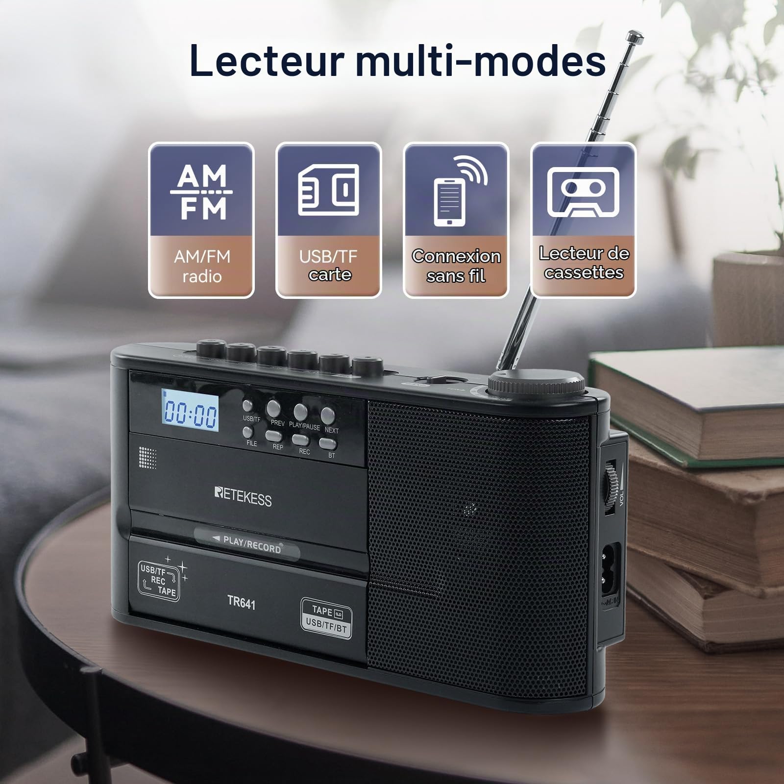 Retekess TR641 Poste Radio Cassette, Lecteur Cassette