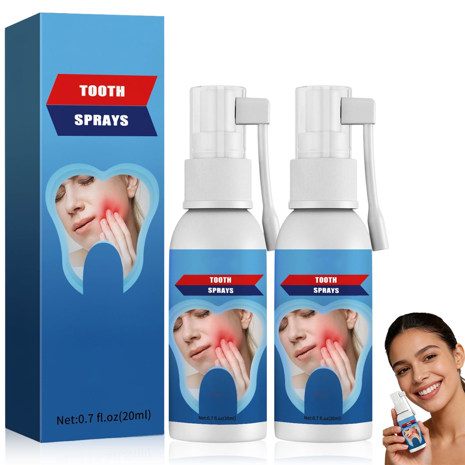 2Pack Tooth Relief for Adults Spray - Soothes Gum Fast Improves Dryness Portable Oral Care for Adults Freshens