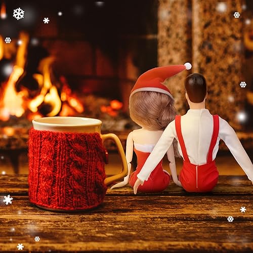 Miniatura 6 de Bencailor Juego de 3 juegos de ropa y accesorios de muñeca de Navidad para niñas y niños de 11.8 pulgadas, conjunto de ropa de Navidad, disfraces de