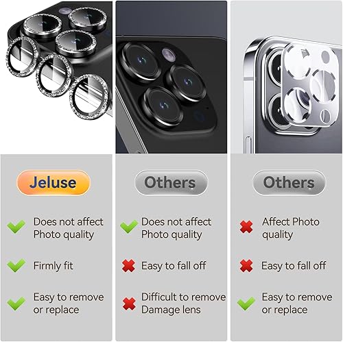 Miniatura 16 de Paquete de 3 x 2 protectores de lente de cámara Jeluse para iPhone 14 Pro Max para iPhone 14 Pro, cubierta protectora de pantalla de vidrio templado