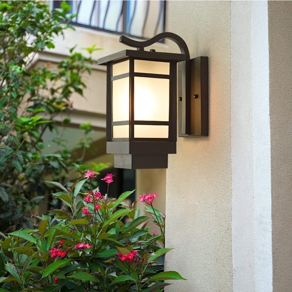 HELCEKOU Outdoor Wall Lamp Modern Exterior Aluminum Lights with Frosting Glass, Waterproof Sconces for Garden Villa Courtyard Balcony Foyer Entrance Corridor Mounted