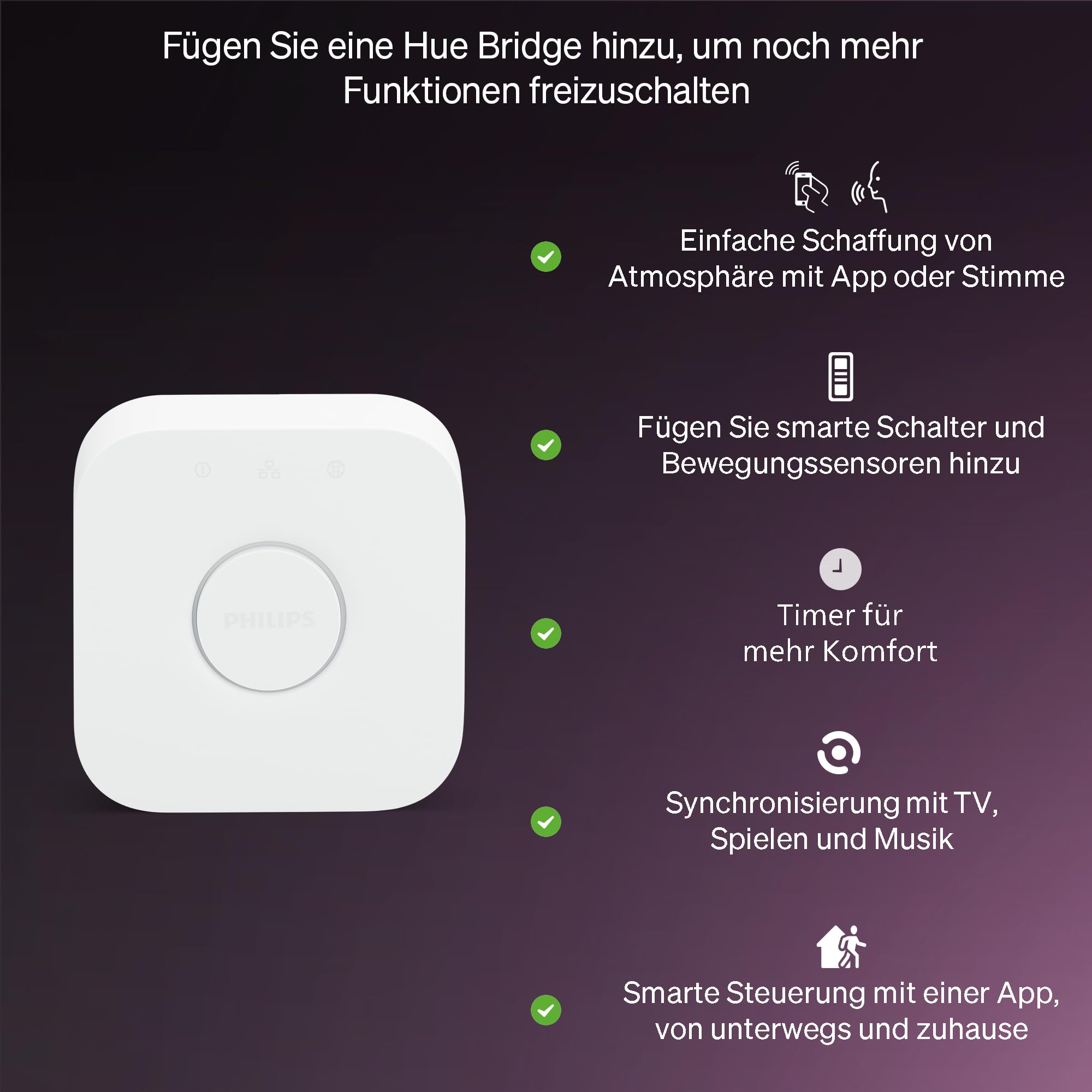 Philips Hue Essential Starter-Set: Bridge + 3 Essential GU10 Smart Leuchtmittel + Smart Button, White und Color Ambiance LED Licht, 2200-6500K, dimmbare LED Lampen, steuerbar mit Sprachassistenten