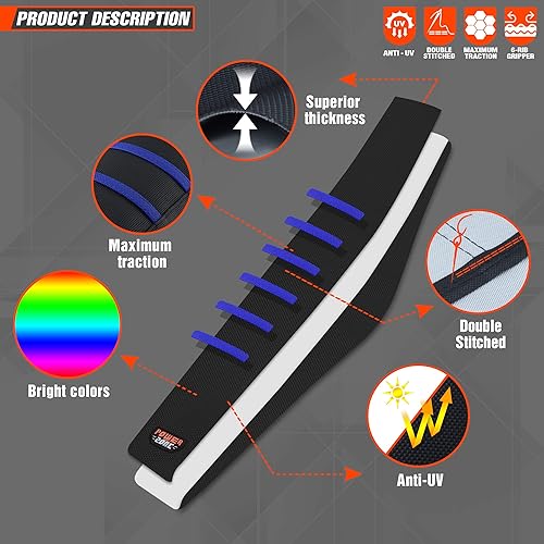 Miniatura 5 de Universal Funda de Asiento para Moto de Cross - Fundas de Asiento de Goma Suave Acanalada para Motocross Enduro Azul