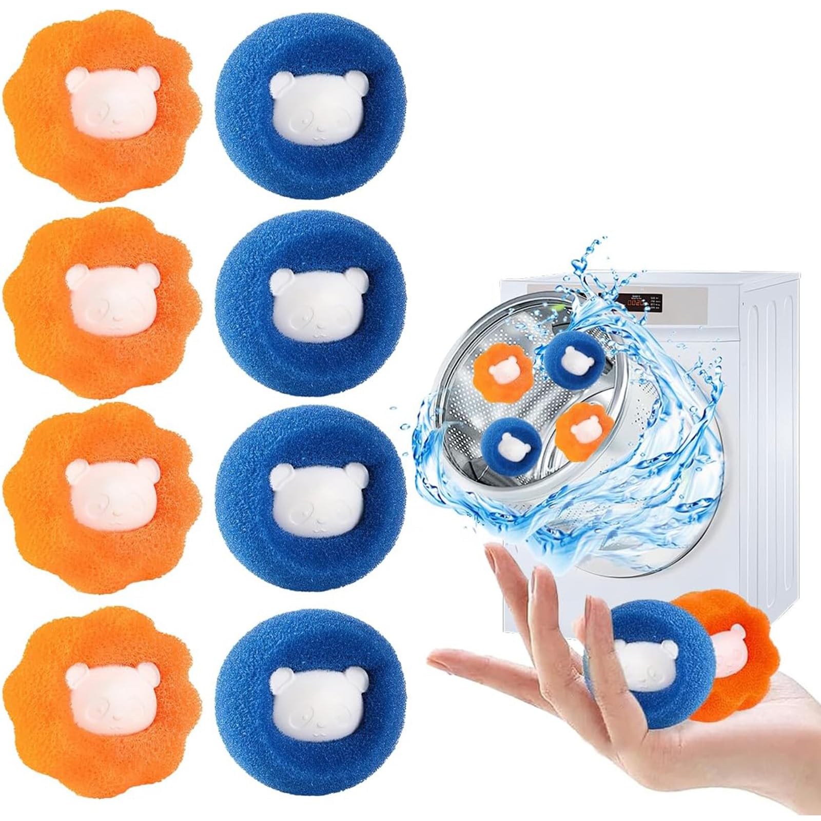 Pet Hair Remover for Washing Machine, 8PCS Reusable Laundry Lint Catcher, Was...