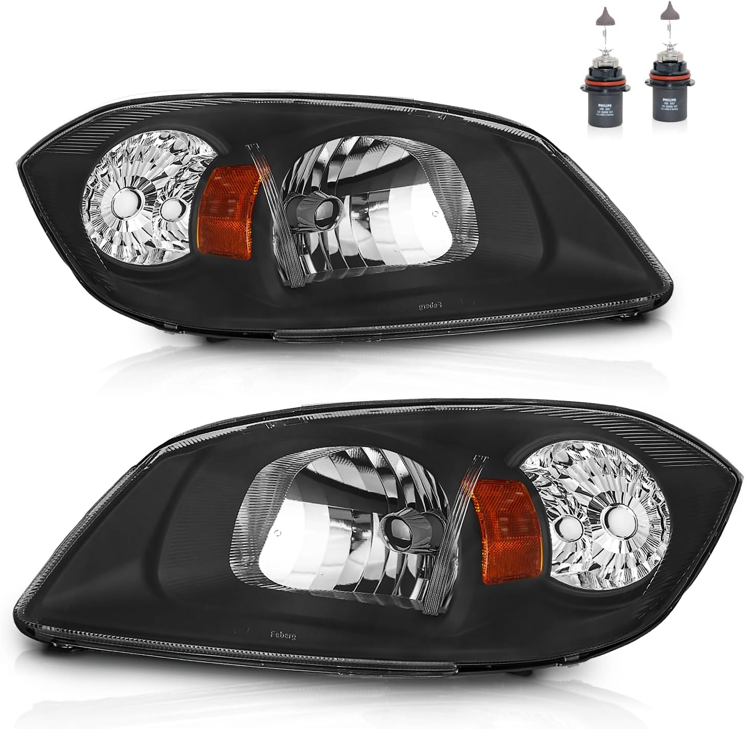 Headlights for 2005-2010 Chevy Chevrolet Cobalt/2005-2006 Pontiac Pursuit/2007-2009 Pontiac G5(Bulbs included), Black