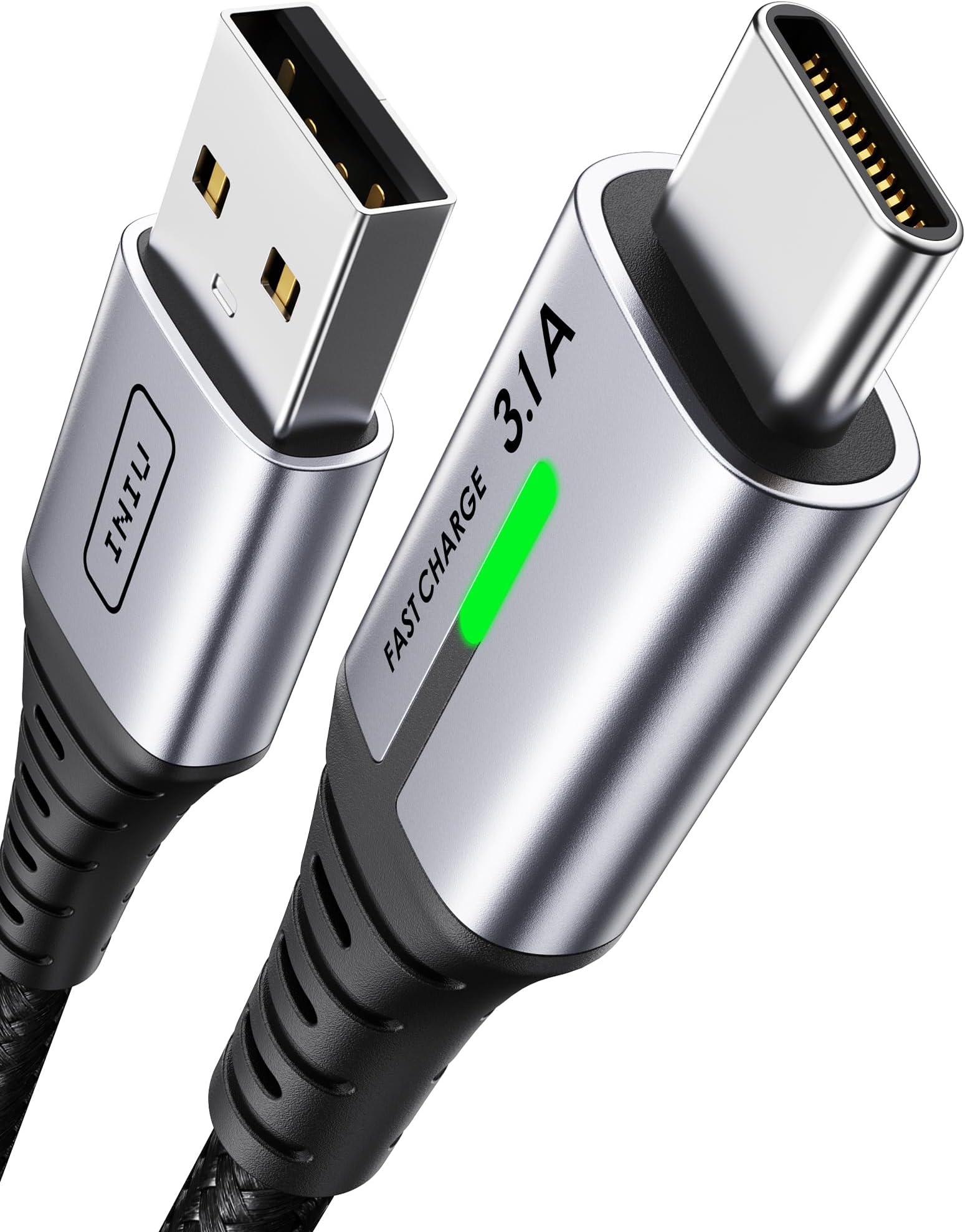USB C Charger Cable, 1m 3.1A Type C Cable Fast Charging, Braided USB A to USBC Phone Charger Cable USBC for iPhone 17 Pro Max Samsung Galaxy S25 S24 Ultra Huawei P9 Pixel 10 9 Pro iPad PS5 etc.