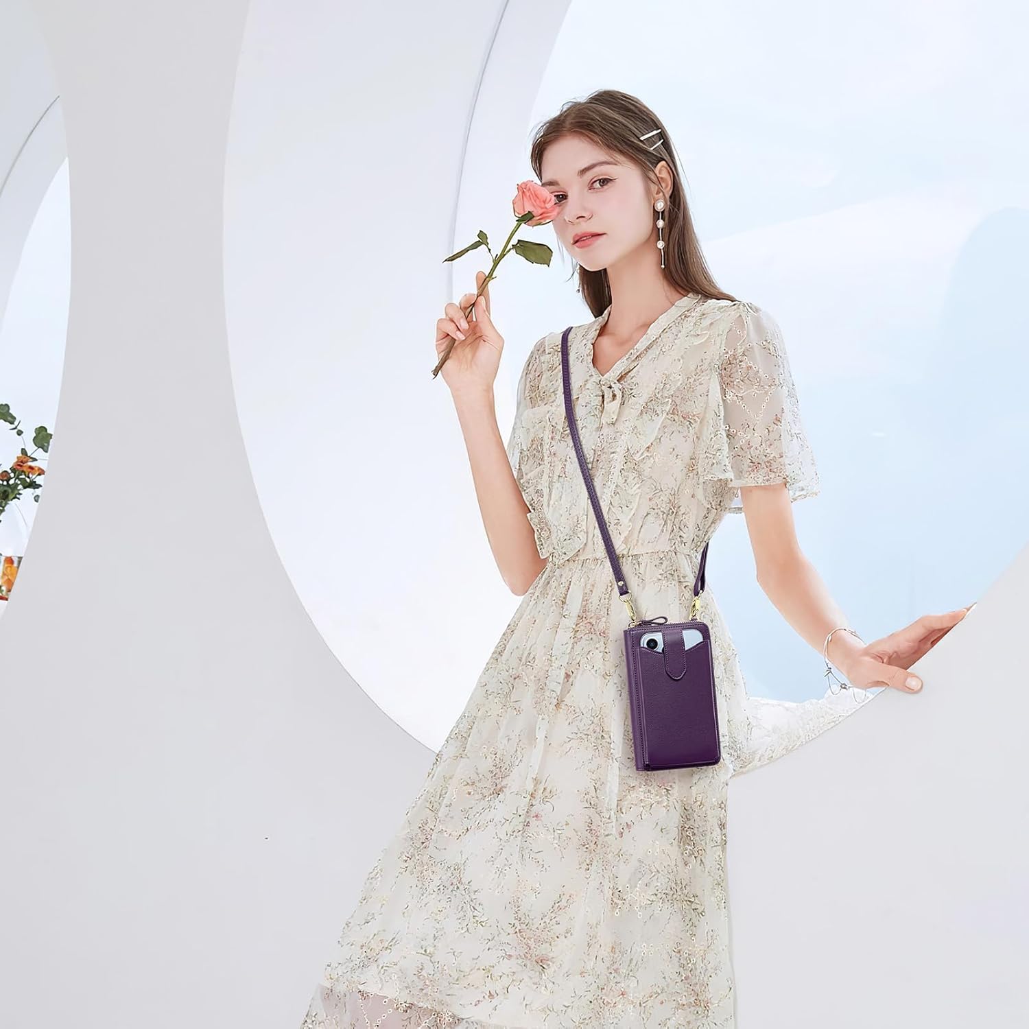 Peacocktion Small Crossbody Wallet Cell Phone Purse for Women Vegan Leather RFID Blocking Bags with Card Slots - Image 2