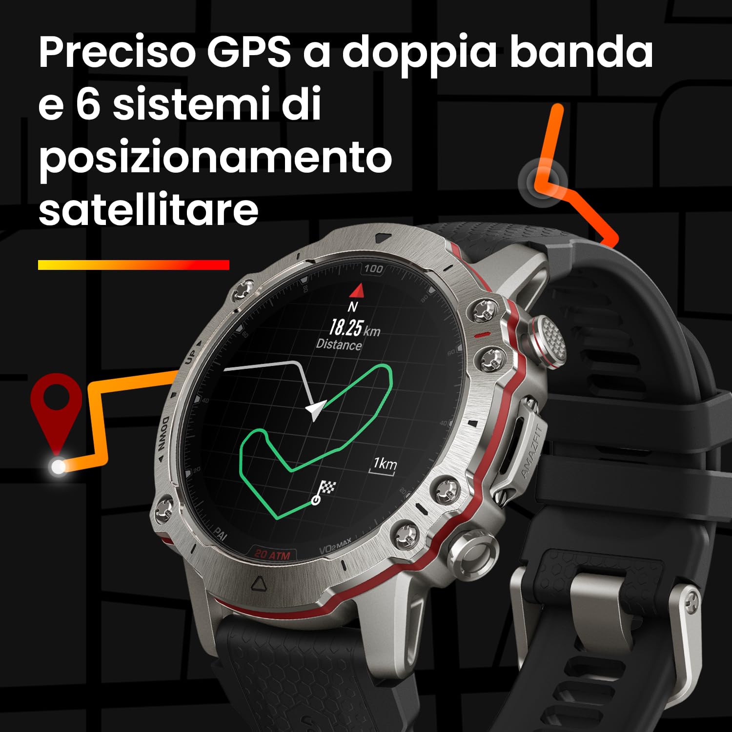 Amazfit Falcon, 49 mm Smartwatch da Esterno Robusto, Orologio Intelligente, Dual Band GPS, 150 Modalità Sportive, Materiali in Titanio, Schermo di Zaffiro, Impermeabile 20 ATM, 15 Prove di Livello Militare